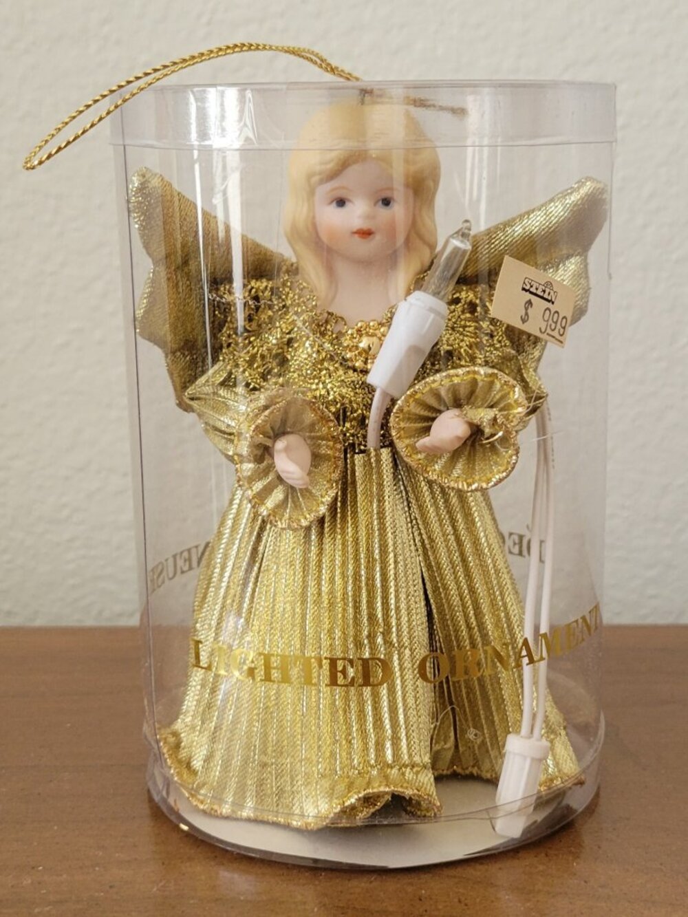 Vintage Lighted Gold Angel Christmas Tree Topper NOS Sealed Retro Holiday Decor